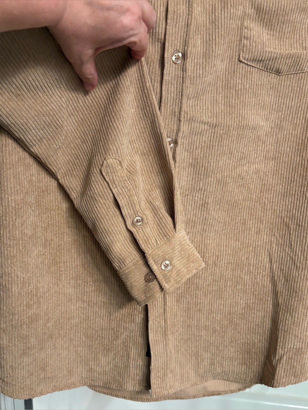 Men's Corduroy Button-Up Shirt in Tan - Picture 4 of 7